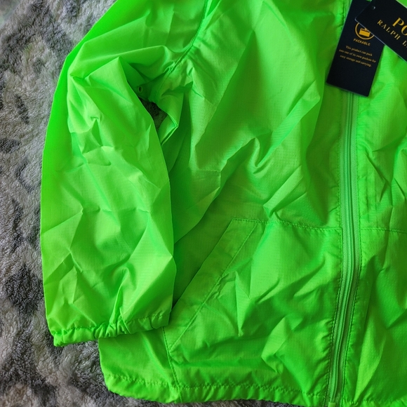 Ralph Lauren Windbraker Jacket Packable Water Resistent Sze 5 Green Neon Color - Picture 3 of 17